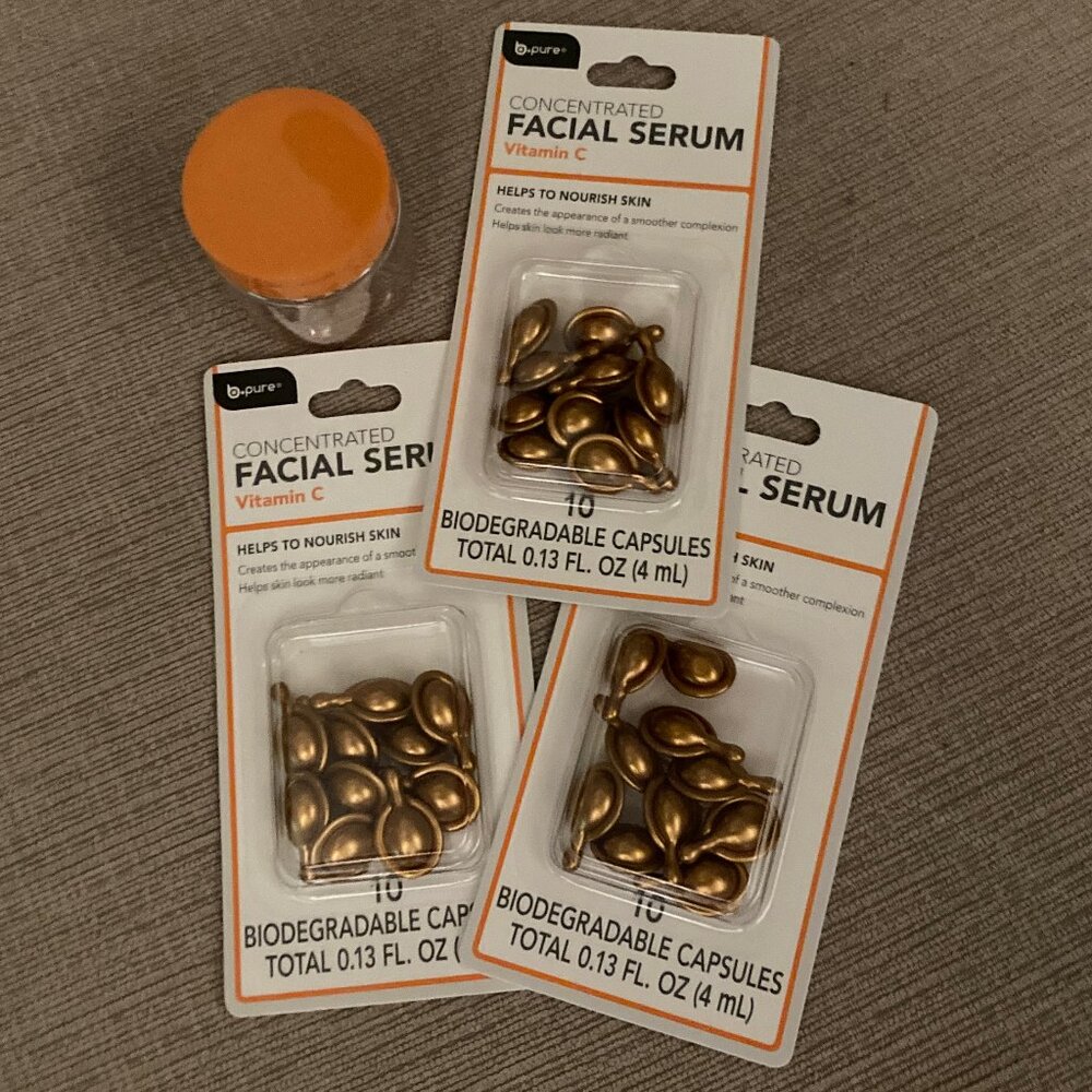 B Pure Concentrated Serum: 3 Vitamin C Serum - 30 Total - Includes (new) Jar